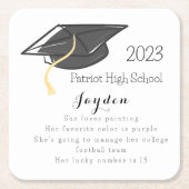 Afstuderen Fun Fees Afstudeerder Pet Aangepast Vierkante Kartonnen Onderzetter (Voorkant)