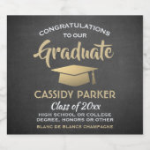 Afstuderen gecomprimeerd Chalkboard Black Gold & W Sparkling Wijnetiket (Enkel label)