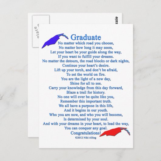 Afstuderen gedicht briefkaart (Voorkant / Achterkant)