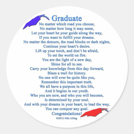 Afstuderen gedicht ronde sticker (Voorkant)