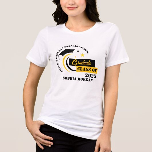 Afstuderen geel zwart wit Afstuderen Tri-Blend Shirt (Voorkant)