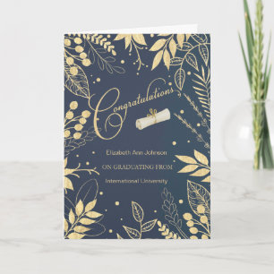 Afstuderen Gefeliciteerd aangepaste naam en school Kaart