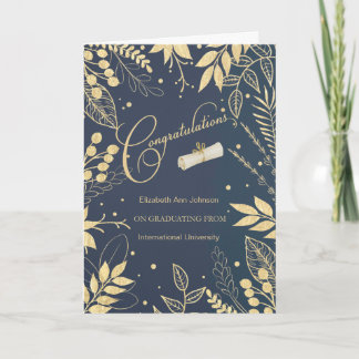 Afstuderen Gefeliciteerd aangepaste naam en school Kaart