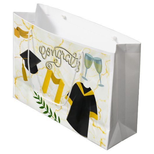 Afstuderen Gefeliciteerd Academisch pet en gans Groot Cadeauzakje (Voorkant Gekanteld)