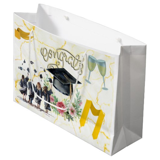 Afstuderen Gefeliciteerd Academisch pet en gans Groot Cadeauzakje (Voorkant Gekanteld)