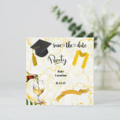 Afstuderen Gefeliciteerd Academisch pet en gans Save The Date (Staand voorkant)