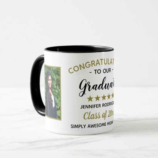 Afstuderen Gefeliciteerd Afstuderen Custom 2 Foto Mok (Voorkant links)