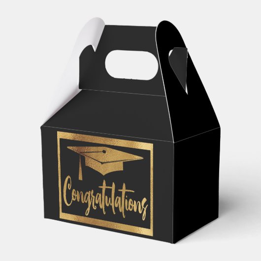 Afstuderen Gefeliciteerd Black Faux Gold Classic Bedankdoosjes (Voorkant Zijde)