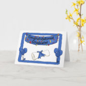Afstuderen Gefeliciteerd blauw Kaart (Gele Bloem)