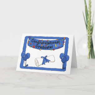 Afstuderen Gefeliciteerd blauw Kaart