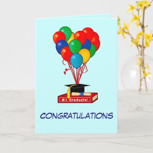 Afstuderen Gefeliciteerd Boek, Ballonnen, Diploma Kaart (Gele Bloem)