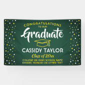 Afstuderen Gefeliciteerd Confetti Groen Goud Geel  Spandoek (Horizontaal)