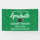 Afstuderen Gefeliciteerd Confetti Groen Wit en Zwa Spandoek (Horizontaal)