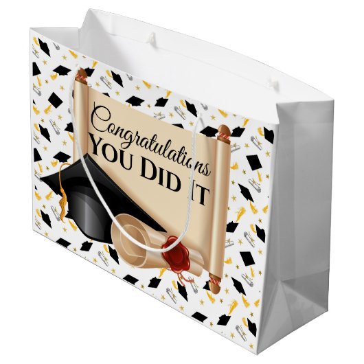 Afstuderen gefeliciteerd dat je het hebt gedaan groot cadeauzakje (Achterkant Gekanteld)
