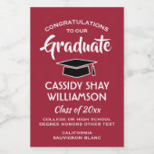 Afstuderen Gefeliciteerd Elegant Red White Mini Wijn Etiket (Enkel label)