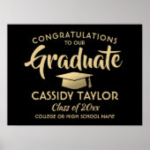 Afstuderen Gefeliciteerd Elegant Zwart & Goud Afst Poster (Voorkant)