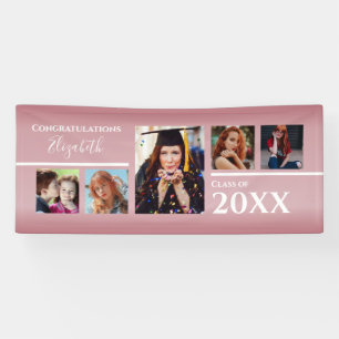 Afstuderen gefeliciteerd Foto roze Spandoek
