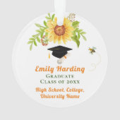 Afstuderen gefeliciteerd Gele Floral Ornament (achterkant)