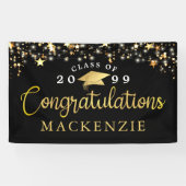 Afstuderen gefeliciteerd Gold Stars aangepaste kle Spandoek (Horizontaal)