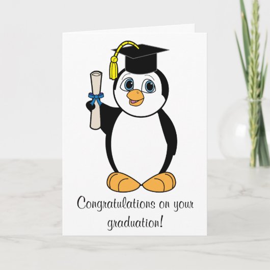 Afstuderen Gefeliciteerd met Boy Penguin Kaart (Voorkant)