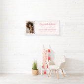 Afstuderen Gefeliciteerd Pink Bow Foto Spandoek (Insitu)
