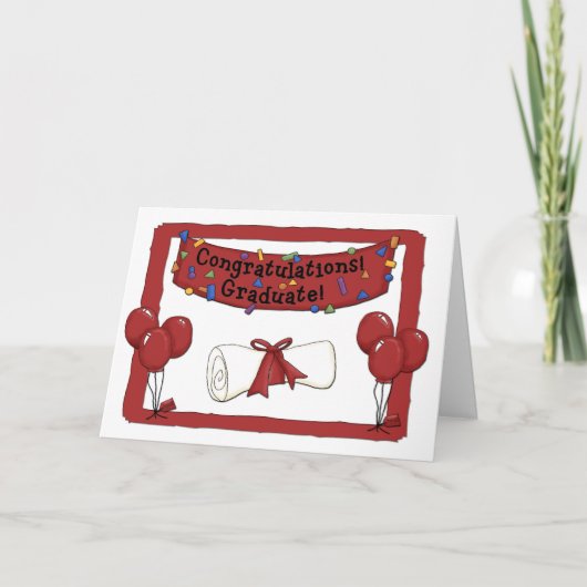 Afstuderen gefeliciteerd Red Kaart (Voorkant)