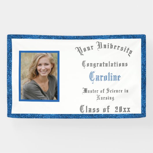 Afstuderen, Gefeliciteerd Verpleegster Glitter, Fo Spandoek (Horizontaal)