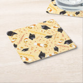 Afstuderen gefeliciteerd vierkante kartonnen onderzetter (Schuin)