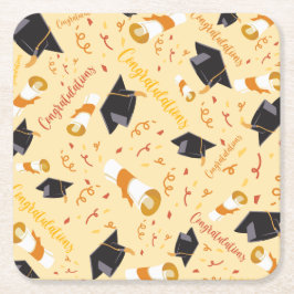 Afstuderen gefeliciteerd vierkante kartonnen onderzetter