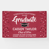 Afstuderen Gefluoreerd Confetti Rood wit en zwart Spandoek (Horizontaal)