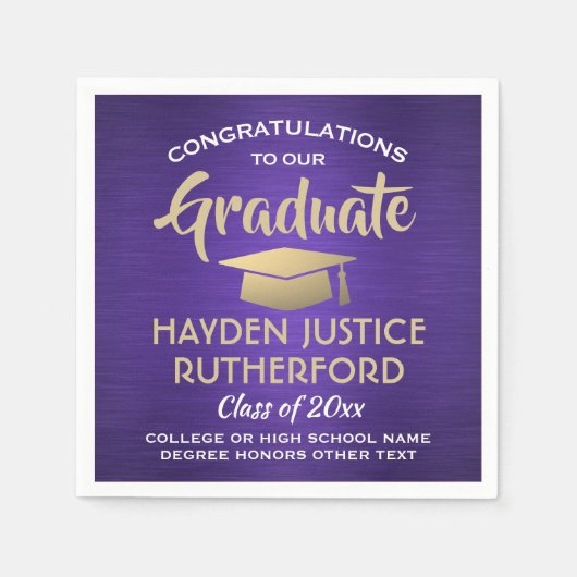 Afstuderen gegoten Paars goud en wit Servet (Voorkant)