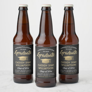 Afstuderen gegoten zwart goud en wit bier etiket