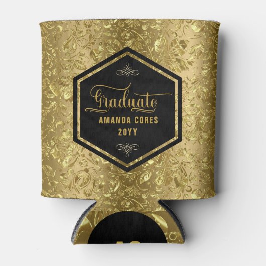 Afstuderen gepersonaliseerde typografie en gouden blikjeskoeler (Voorkant)