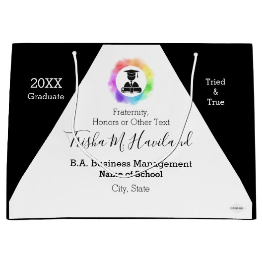 Afstuderen Gift Bag Waterverf Kijk HAMbyWG Groot Cadeauzakje (Voorkant)