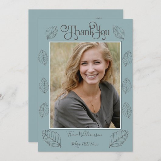 Afstuderen Gift Dank u Kaart Afstudeerder Foto Por (Voorkant / Achterkant)