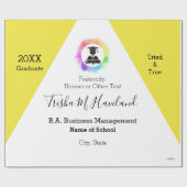 Afstuderen Gift Wrap Geel en Wit HAMbyWG Cadeaupapier (Vlak)