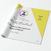 Afstuderen Gift Wrap Geel en Wit HAMbyWG Cadeaupapier (Uitgerold)