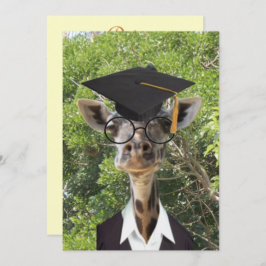 Afstuderen Giraffe Gold Tassel Kaart (Voorkant / Achterkant)