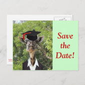 Afstuderen Giraffe Red Tassel Aankondigingskaart (Voorkant / Achterkant)
