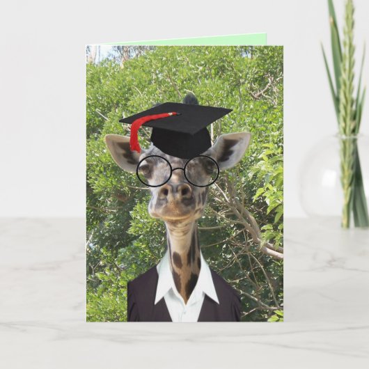 Afstuderen Giraffe Red Tassel Kaart (Voorkant)