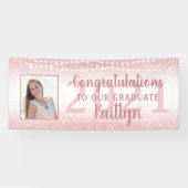 Afstuderen Girly Roos Gold Glitter Lights Foto Spandoek (Horizontaal)