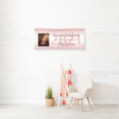 Afstuderen Girly Roos Gold Glitter Sparkle Foto Spandoek (Insitu)