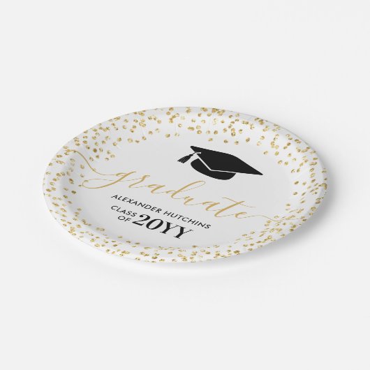 Afstuderen Glitter Confetti Graduation Party Papieren Bordje (Gekanteld)
