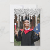 Afstuderen Glitter Silver Grey Drip Gold Foto Kaart (Achterkant)
