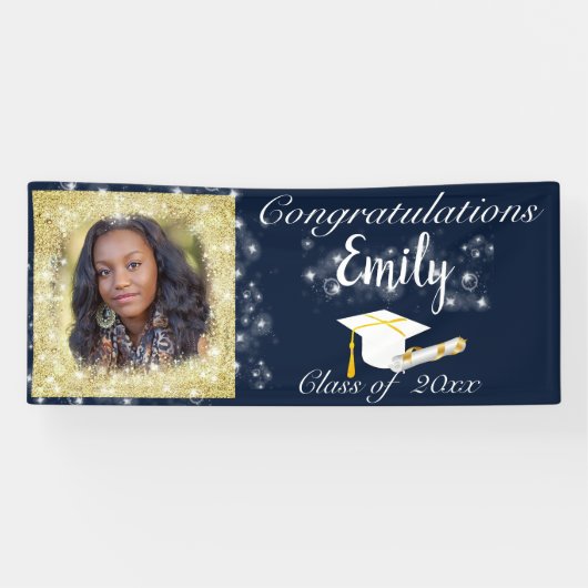 Afstuderen, Glitter, Sparkle, Pet, Diploma Spandoek (Horizontaal)