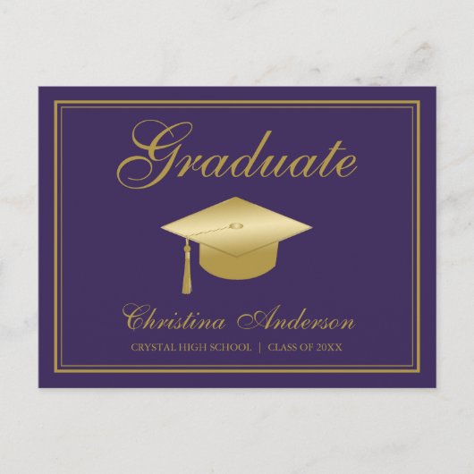 Afstuderen Gold Afstudeerder Pet en script op Paar Uitnodiging Briefkaart (Voorkant)