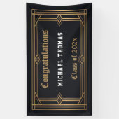 Afstuderen Gold Art Deco-Lijst op zwart Spandoek (Verticaal)