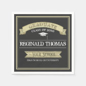 Afstuderen Gold Black  banner Mortarboard Servet (Voorkant)