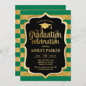 Afstuderen - Gold Black Green Stripes Kaart (Voorkant / Achterkant)