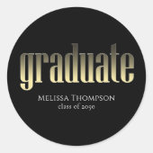 Afstuderen Gold Black Simple Minimalist Afstudeerd Ronde Sticker (Voorkant)